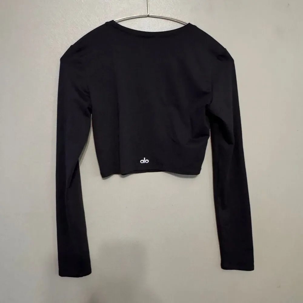 Alo yoga Alosoft Crop Finesse Long Sleeve black womens s/m